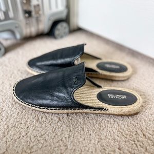 Michael Kors Emilia Espadrille Black Leather Slip On 7.5